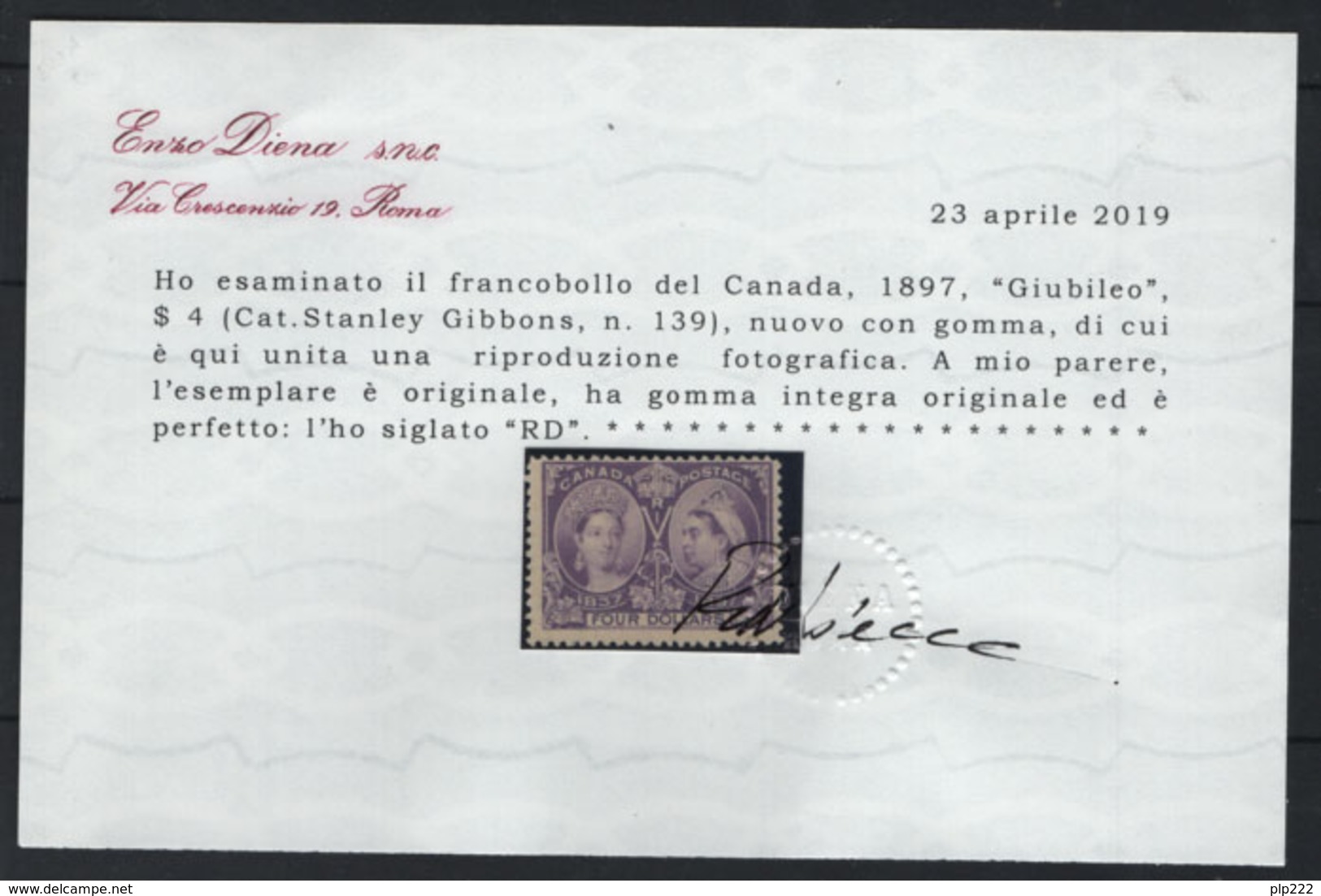 Canada 1897 Y.T.52 MNH/** VF/F - Cert R.Diena - Nuovi