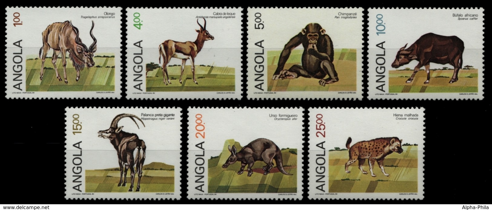 Angola 1984 - Mi-Nr. 707-713 ** - MNH - Wildtiere / Wild Animals - Angola