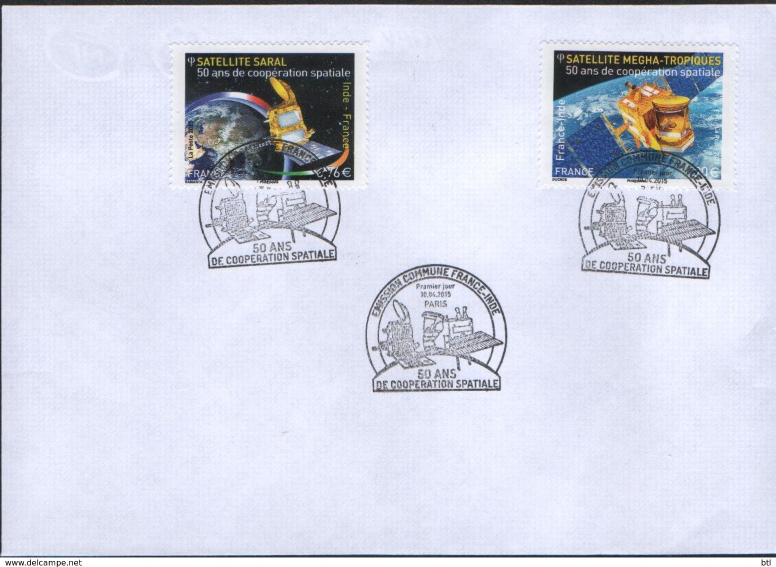 France- France - India Joint Issue FDC On Space - Joint Issues