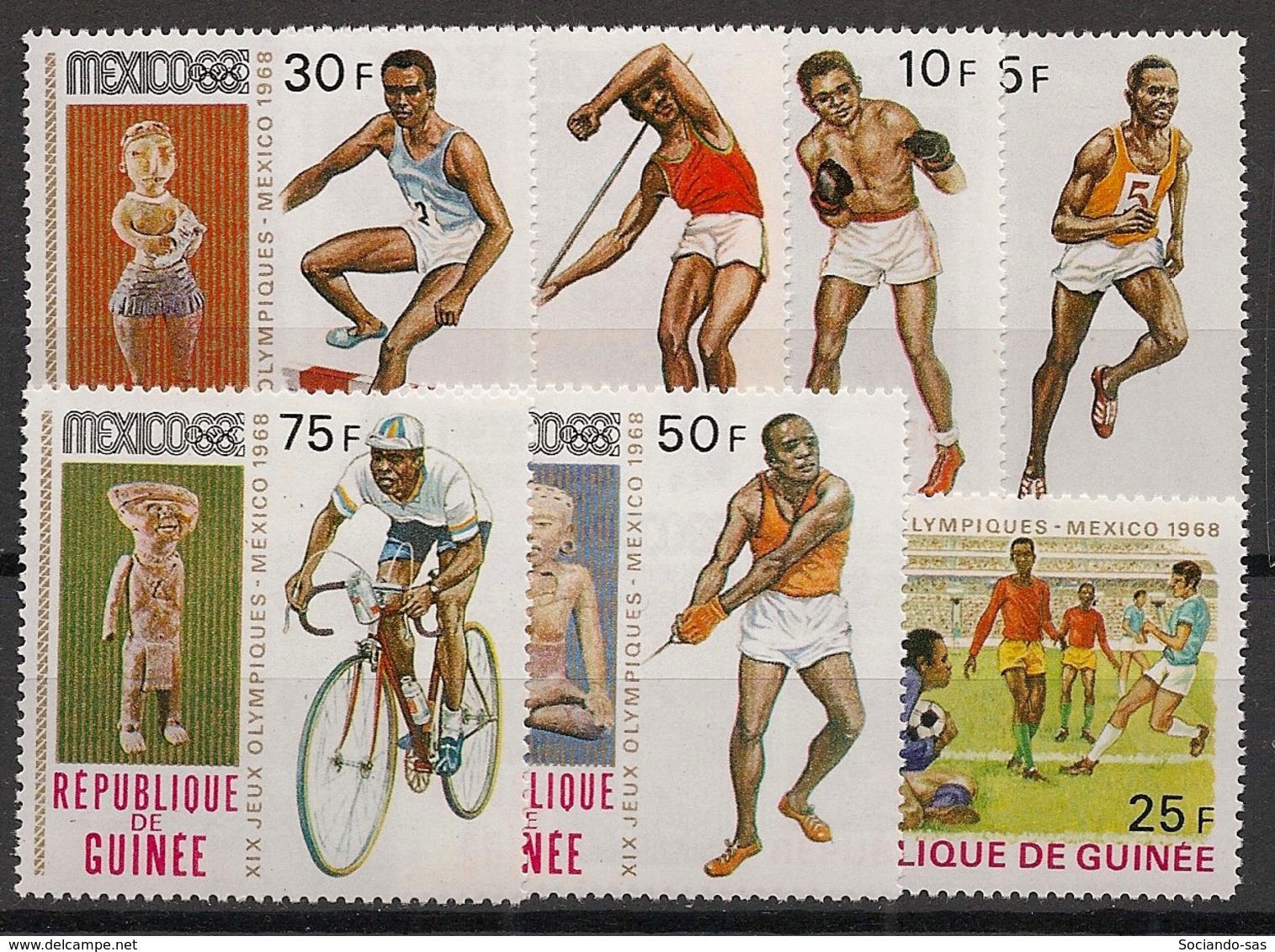 Guinée - 1969 - N°Yv. 373 à 379 - Olympics / Mexico 68 - Neuf Luxe ** / MNH / Postfrisch - Summer 1968: Mexico City