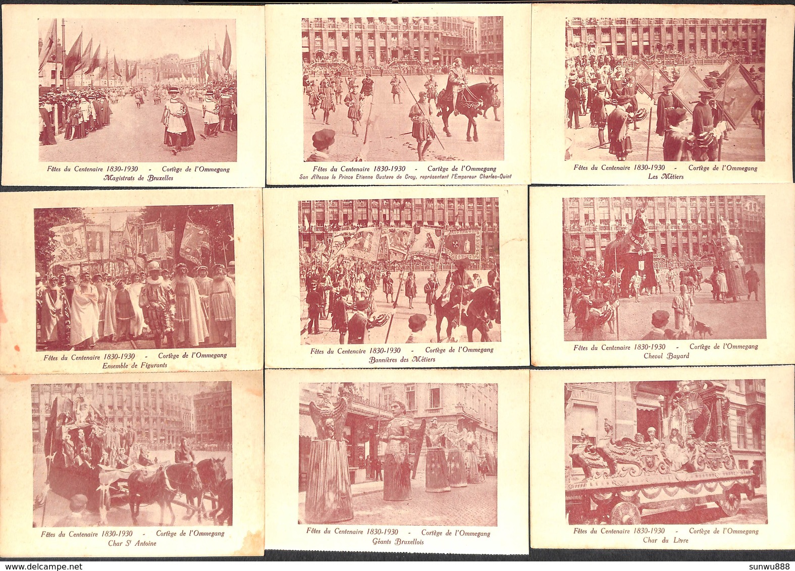 Bruxelles - Lot 12 Cartes Fêtes Du Centenaire 1930 (animée, Géants, Ommegang...) - Fêtes, événements