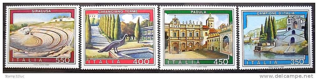 ITALIA ITALY REPUBBLICA 1984 TURISTICA Chianciano Siracusa Padula Campione ** Tourism MNH 4 Valori - 1981-90:  Nuovi