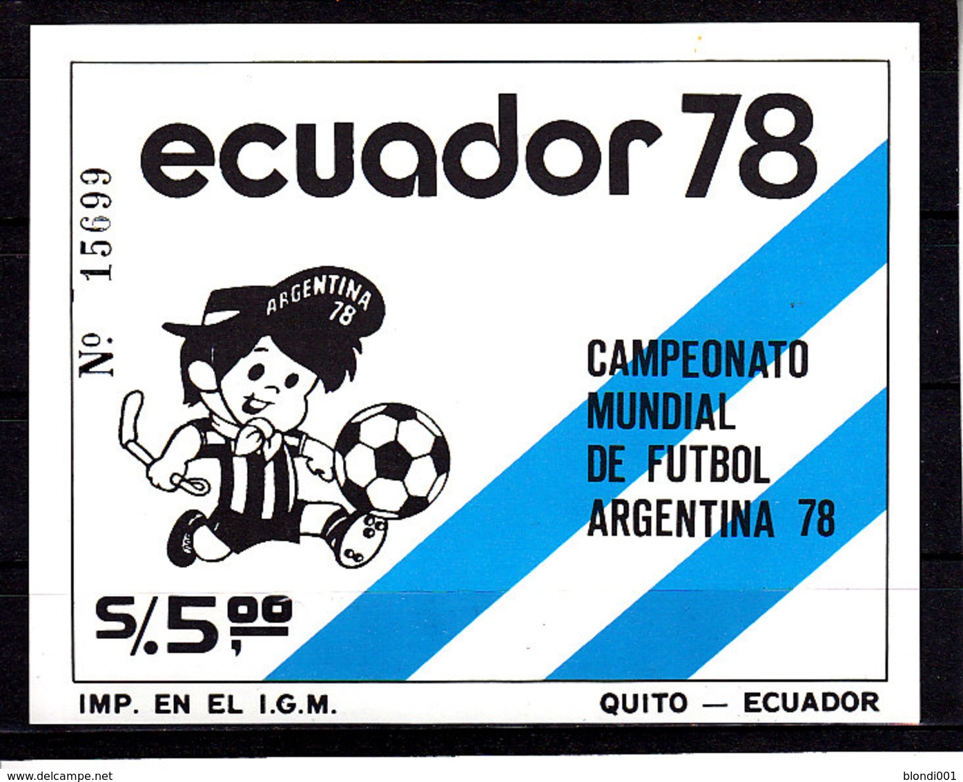 Soccer World Cup 1978 - ECUADOR - S/S Imp. MNH** - 1978 – Argentine