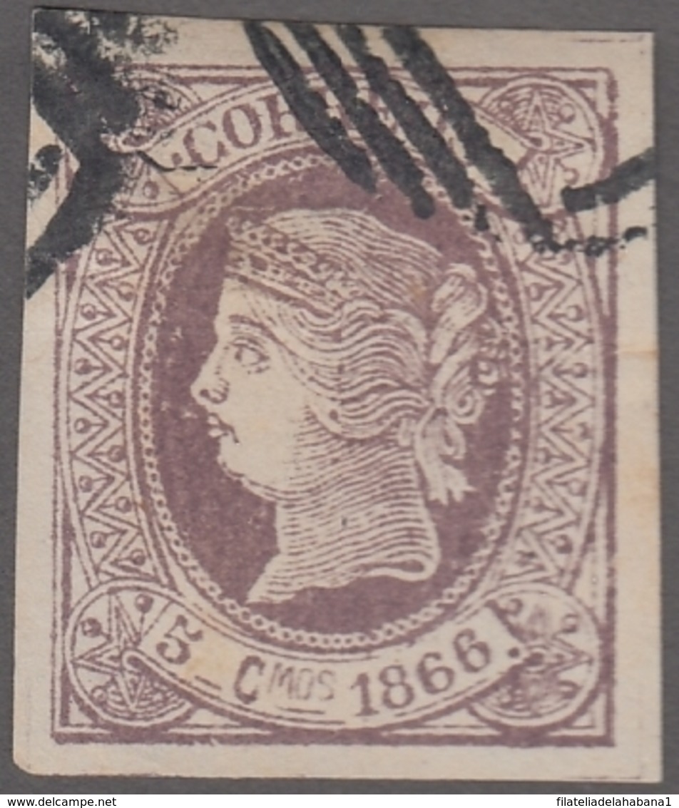 1866-134 CUBA SPAIN PUERTO RICO. ISABEL II. 1866. 5c FALSO FILATELICO, PHILATELIC FORGERY. PARA ESTUDIO. - Prefilatelia