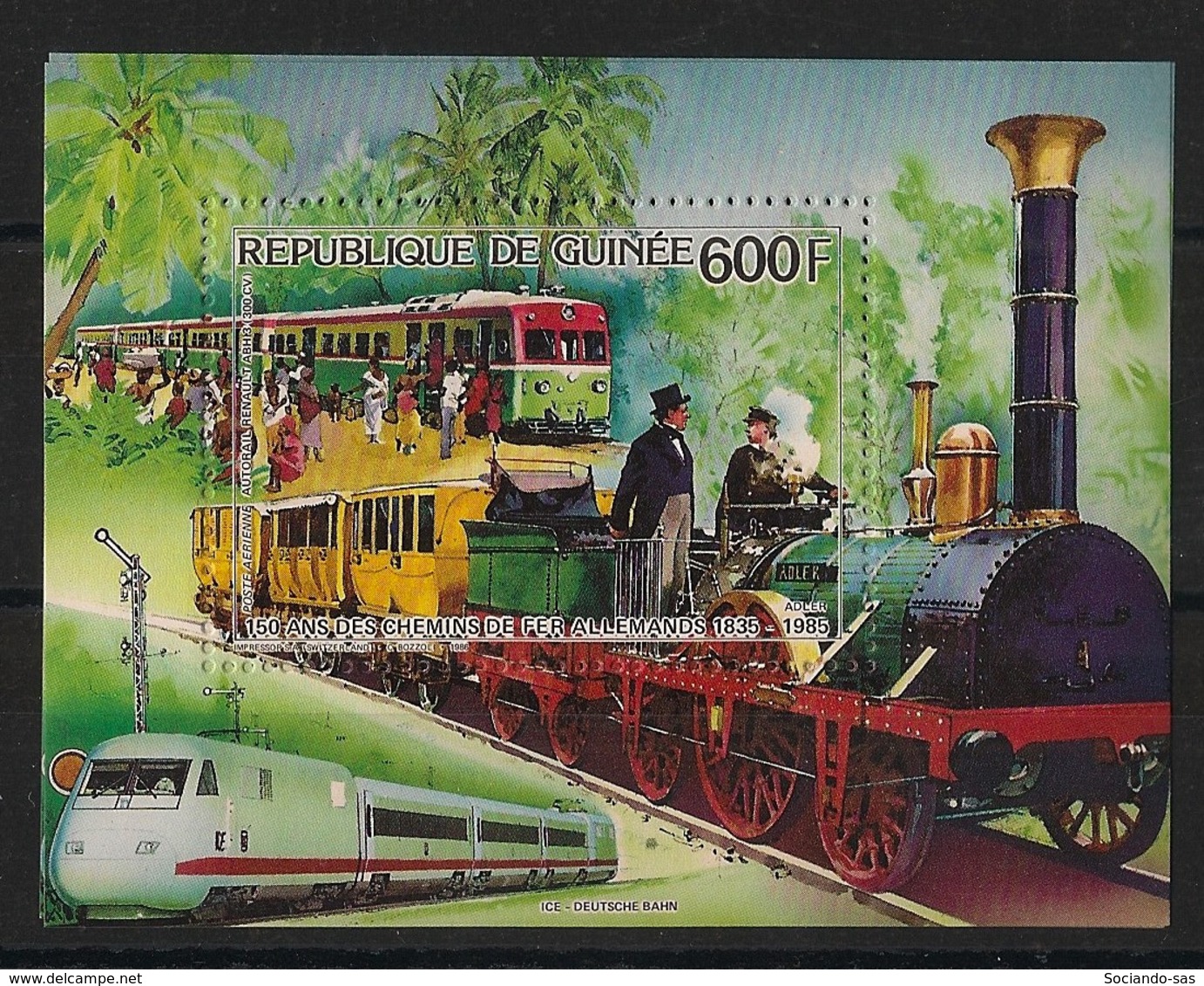 Guinée - 1986 - Bloc Feuillet BF N°Yv. 66 - Train - Neuf Luxe ** / MNH / Postfrisch - Treni