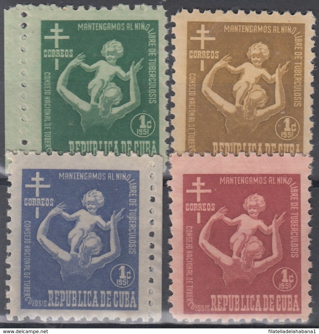 1951-333 CUBA REPUBLICA. 1951. MNH. Ed.12-15. SEMI POSTAL BENEFICENCIA PRO TUBERCULOSOS. - Prephilately