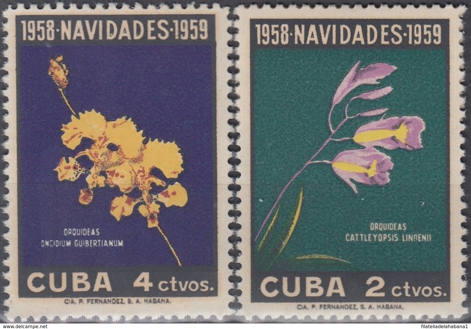 1958-374 CUBA REPUBLICA. 1958. MNH. Ed.777-78. NAVIDADES, ORQUIDEAS, ORCHILD, FLOWERS. - Prephilately