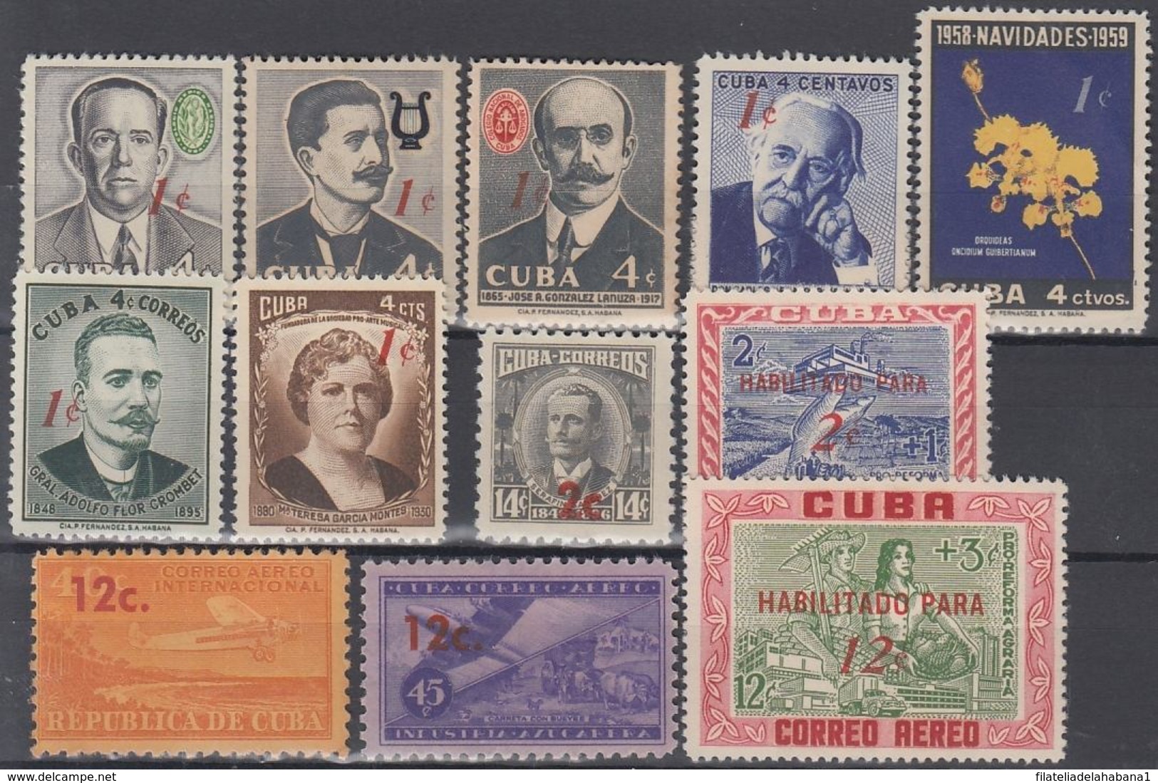 1960.278 CUBA. 1960. MNH. Ed.802-13. EMISION DE SELLOS HABILITADOS. - Prephilately