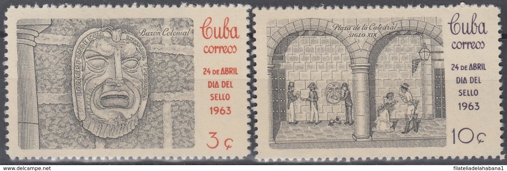 1963.91 CUBA. 1961. MNH. Ed.1003-04. DIA DEL SELLO, STAMPS DAY, CORREO INTERIOR, INTERNAL MAIL. - Prephilately