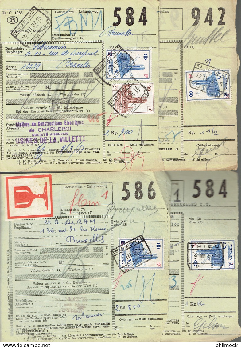 P-258 - 12 Documents CF - Oblitérations Différentes De 1957 - Documenten & Fragmenten