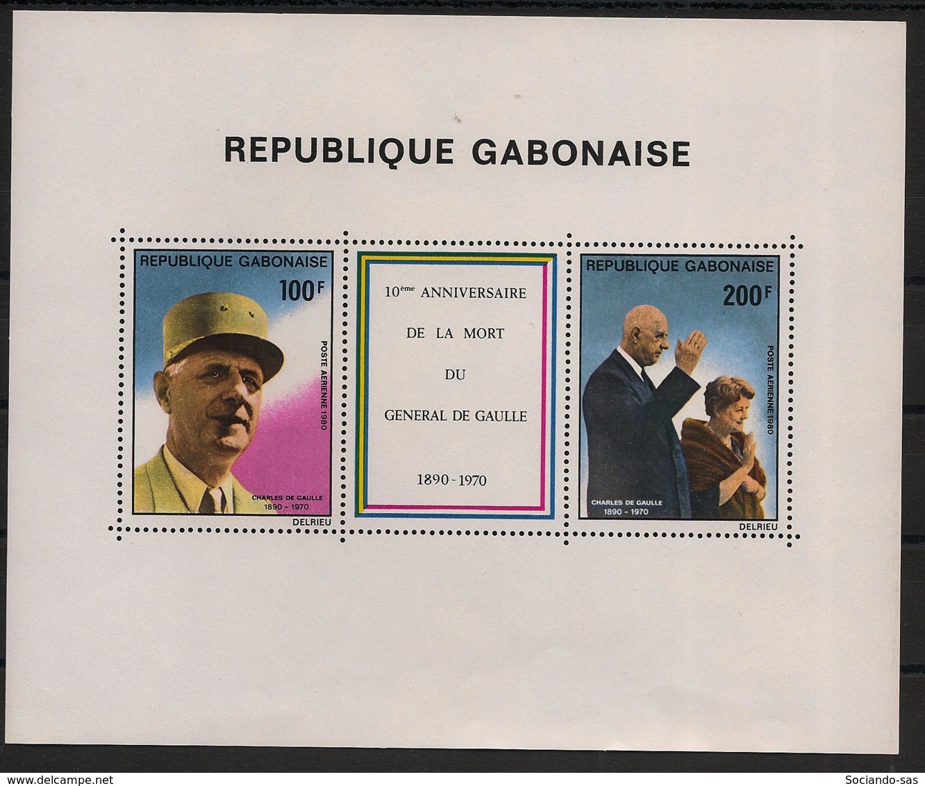 Gabon - 1980 - Bloc Feuillet BF N°Yv. 37 - De Gaulle - Neuf Luxe ** / MNH / Postfrisch - De Gaulle (General)