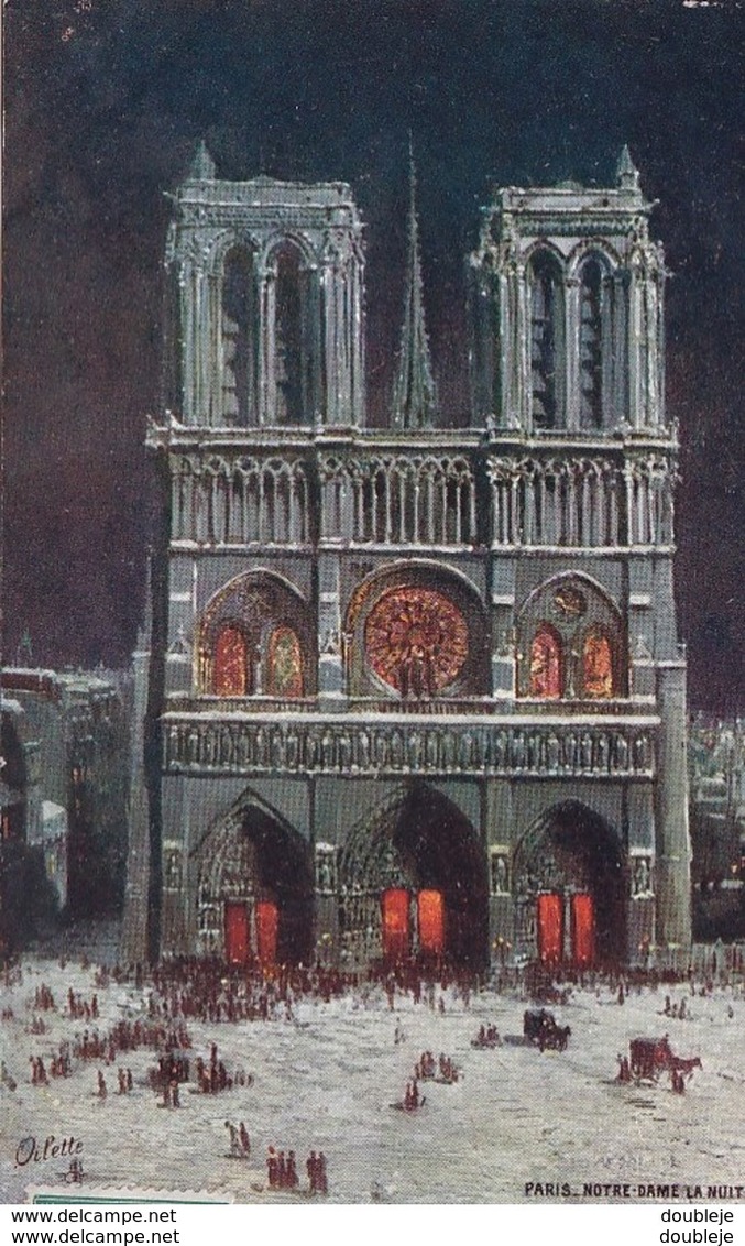 OILETTE  PARIS V  Série 945 P  N°34  ........... Notre Dame La Nuit ....... Un Mot à La Poste - Tuck, Raphael