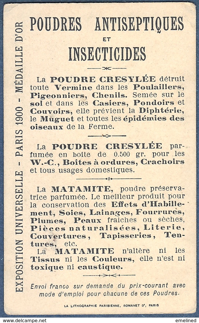 Chromo Crésyl-Jeyes Désinfectant Fond Or Et Jaune Ombre Chinoise Humour Trop Charger La Bête Nuit Ruade Ane - Other & Unclassified