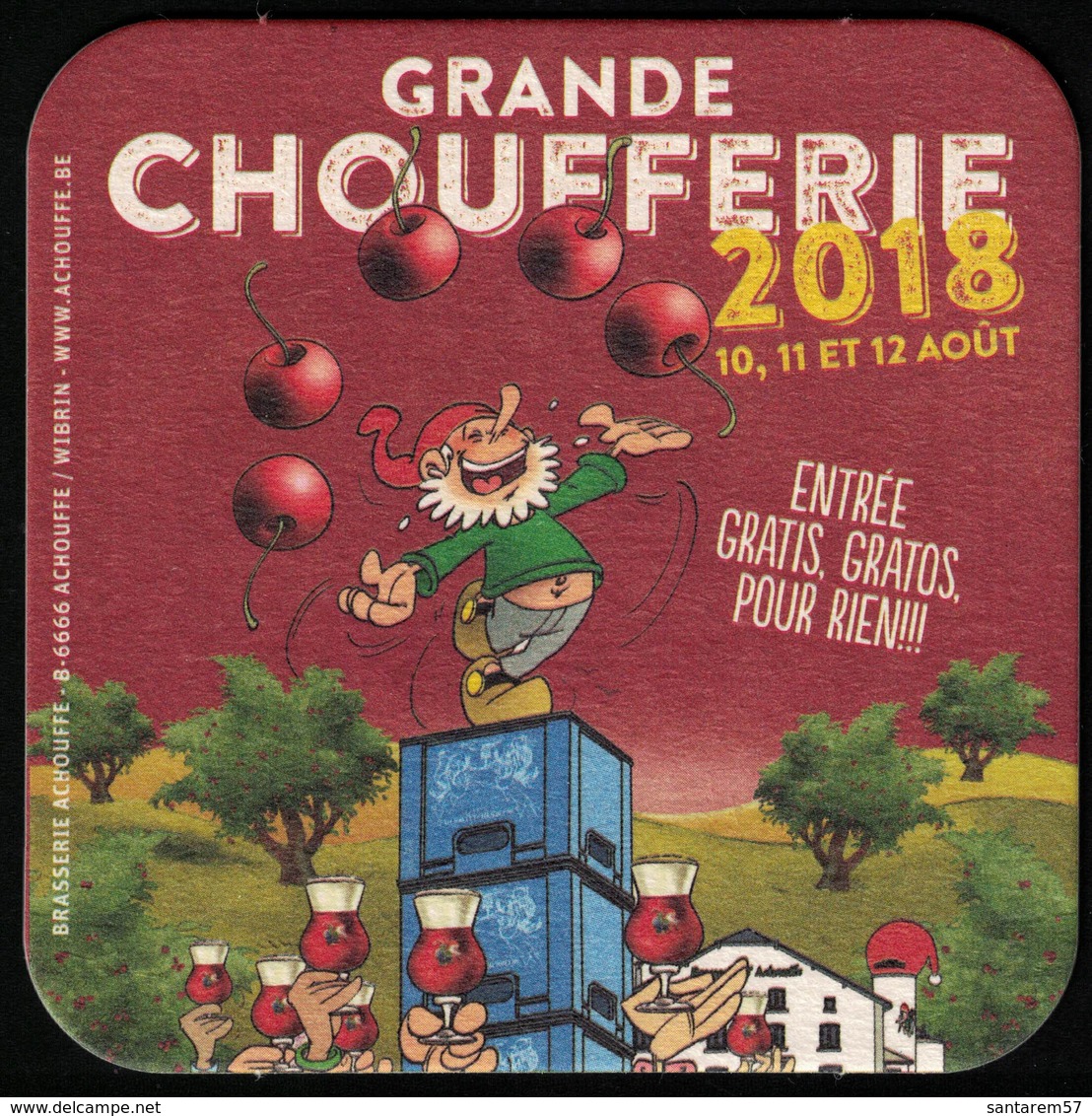 Belgique Sous Bock Beermat Coaster Bière Beer Chouffe Marathon Grande Choufferie 2018 - Sous-bocks