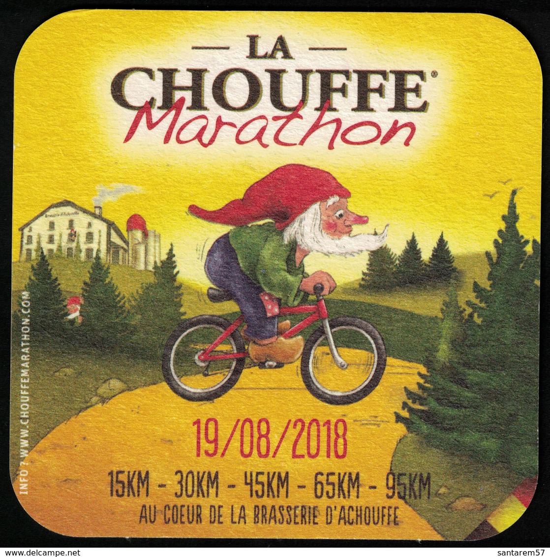 Belgique Sous Bock Beermat Coaster Bière Beer Chouffe Marathon Grande Choufferie 2018 - Bierdeckel