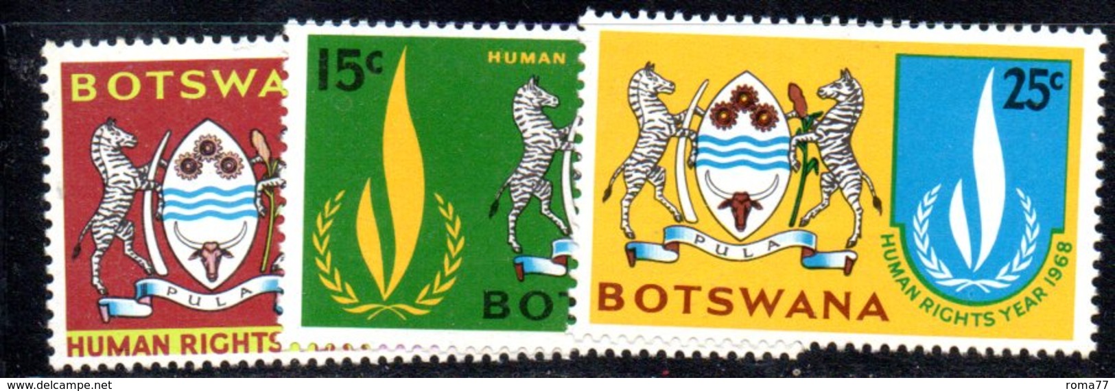 APR624 - BOTSWANA 1968 , Serie Yvert N. 192/194  ***  MNH  (2380A) . Diritti Uomo - Botswana (1966-...)