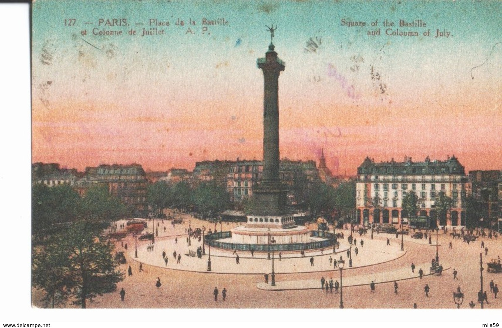 127. Paris. Place De La Bastille Et Colonne De Juillet.de Marcel & France à Jules Drocourt , Familistère Central à Guise - Places, Squares