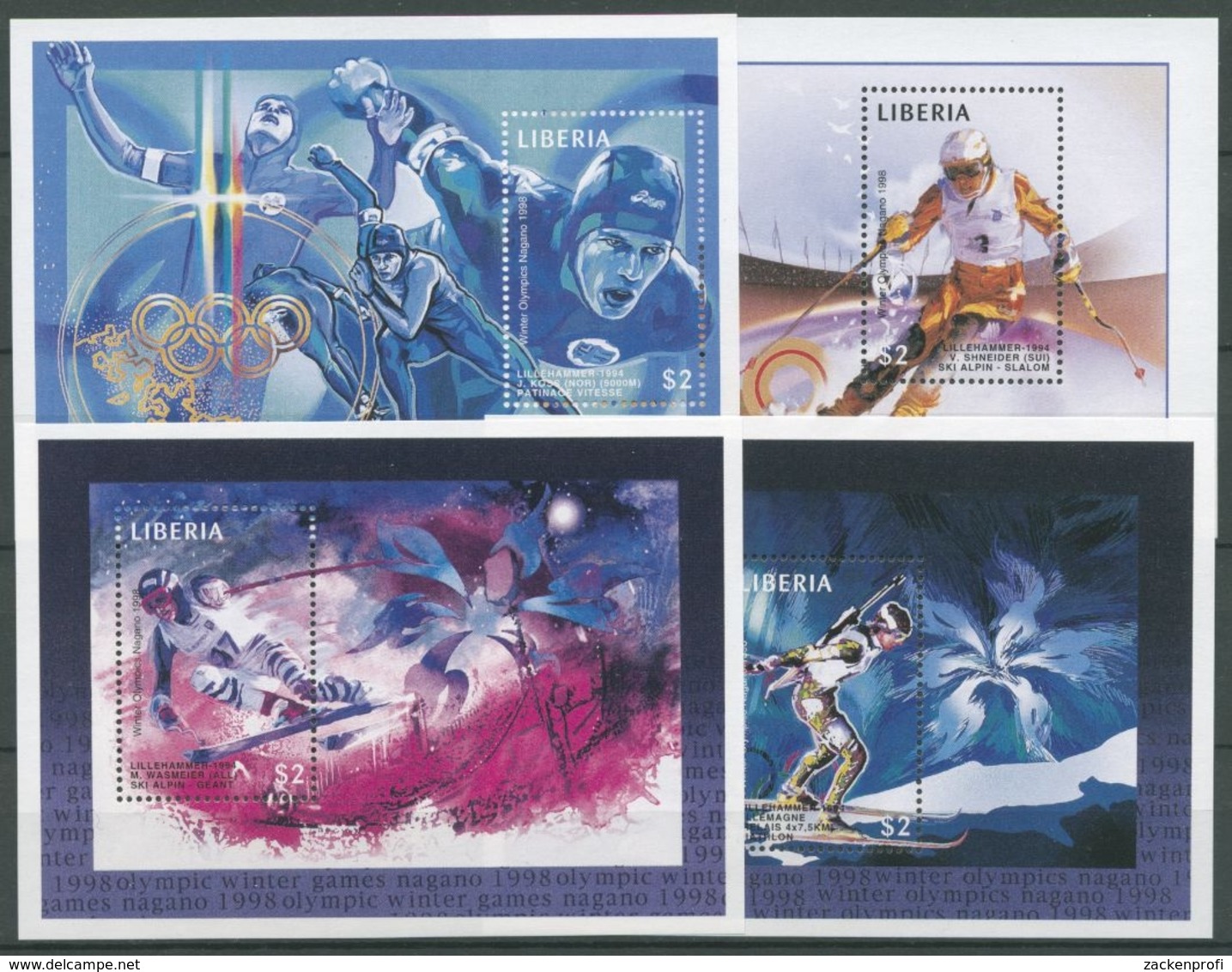 Liberia 1997 Olymp. Winterspiele Nagano Block 160/63 Postfrisch (C27434) - Liberia