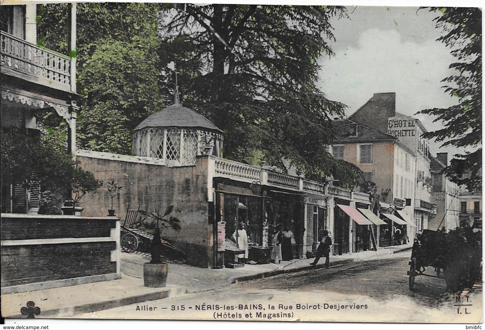 NERIS-les-BAINS : La Rue Boirot - Desjerviers (Hôtels Et Magasins) - Neris Les Bains
