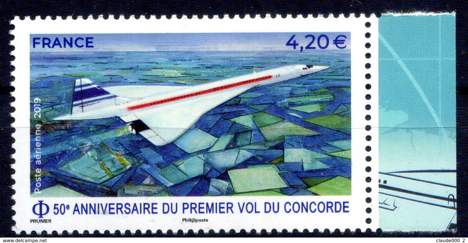 FRANCE PA N° 83a CONCORDE 50eme ANNIVERSAIRE DU 1er VOL DE FEUILLET NEUF ** BDF DROIT - 1960-.... Neufs