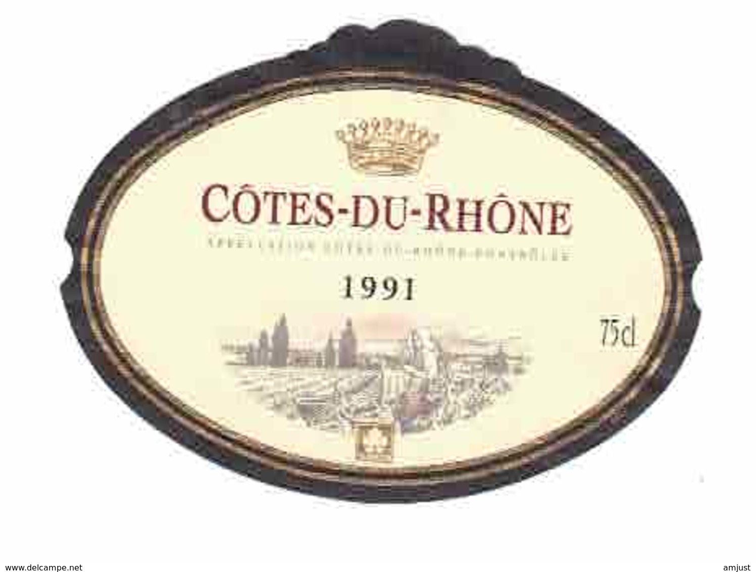 Rare Etiquette De Vin // Vin Rouge Côtes Du Rhône  // 1991 - Côtes Du Rhône