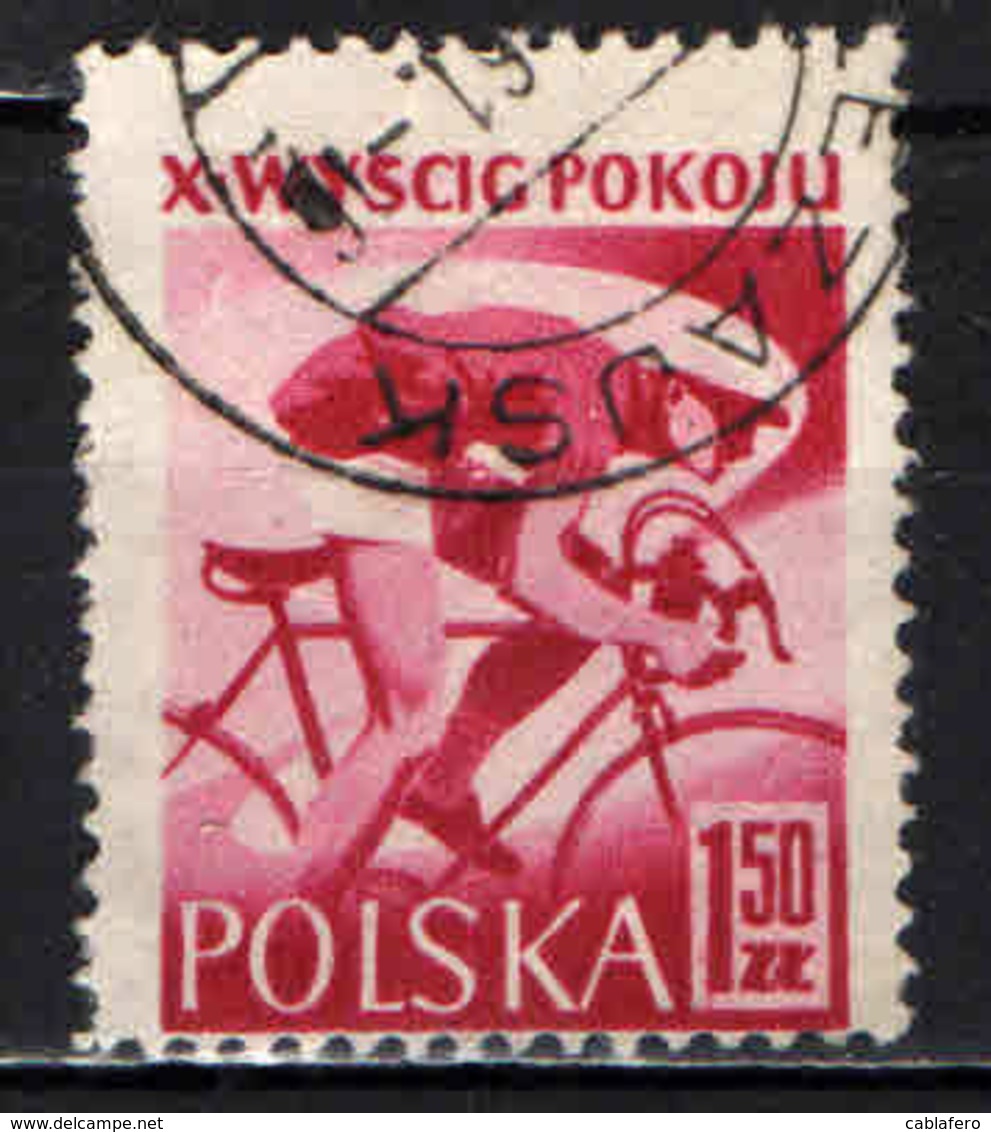 POLONIA - 1957 - 10° TOUR DELLA PACE - GARA DI CICLISMO VARSAVIA-BERLINO-PRAGA - USATO - Used Stamps