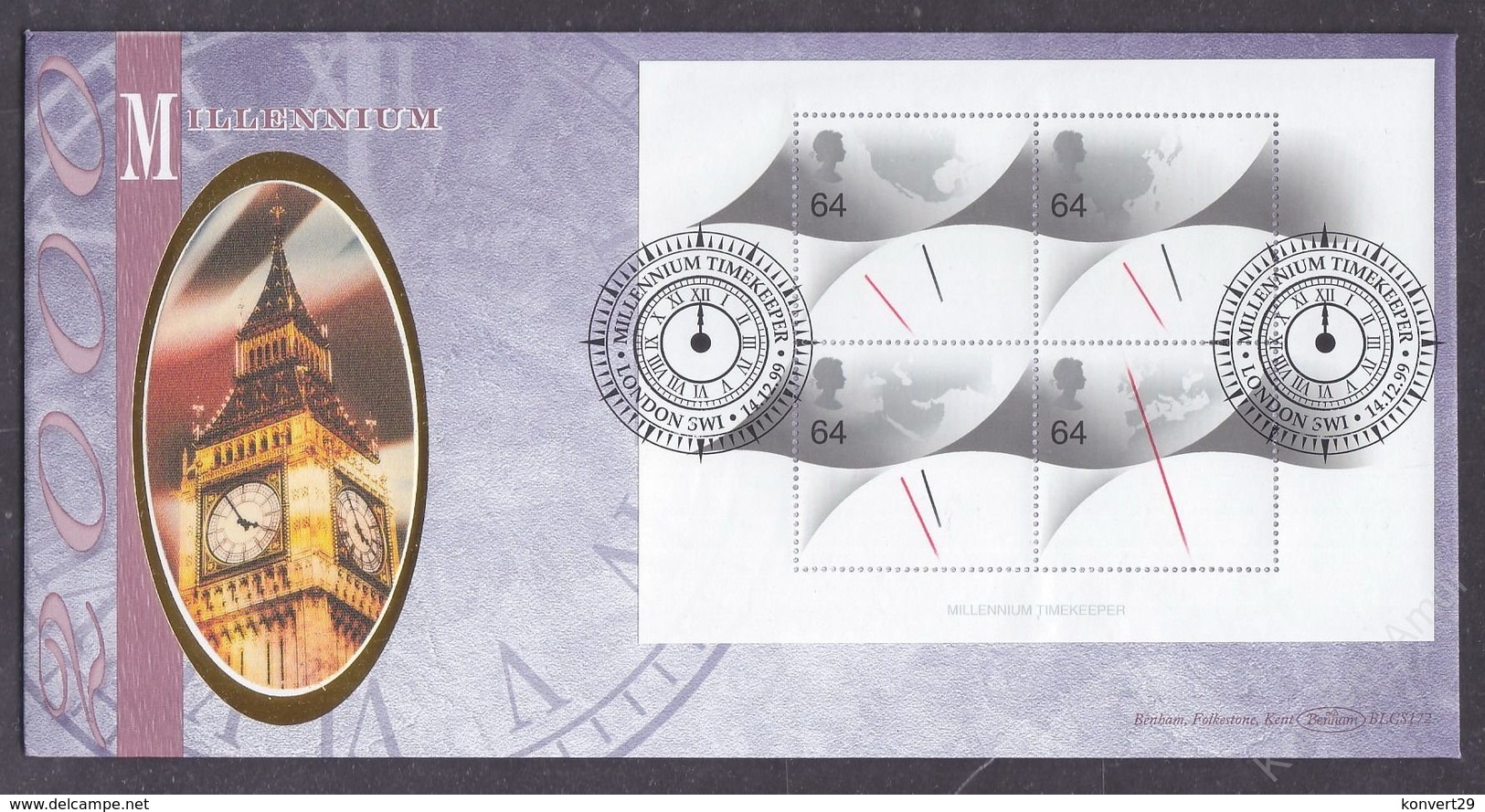 Great Britain 1999  Millennium Timekeeper Benham FDC - 1991-2000 Decimal Issues