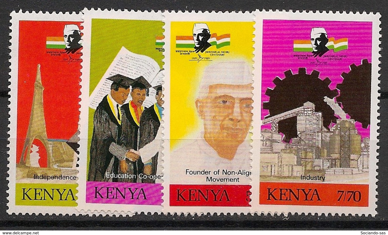 Kenya - 1989 - N°Yv. 483 à 486 - Nehru - Neuf Luxe ** / MNH / Postfrisch - Kenya (1963-...)