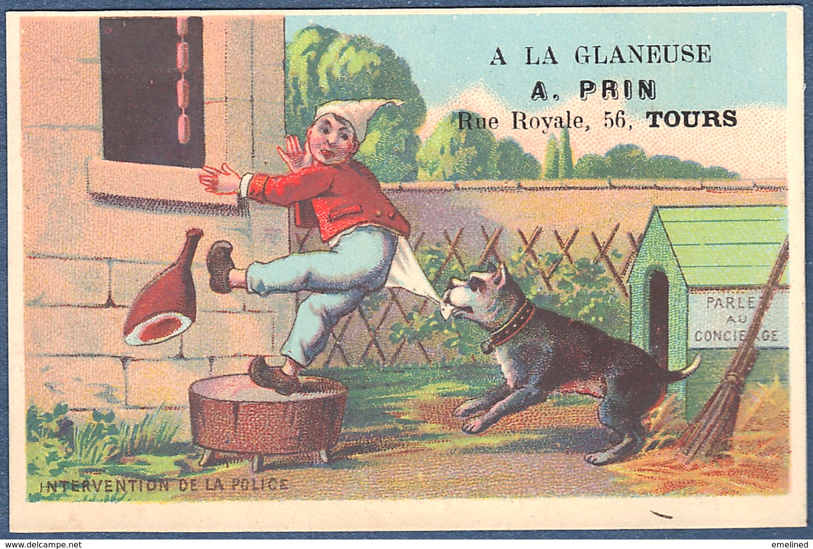 Chromo à La Glaneuse PRIN Tours Série Complète Lot De 6 Litho Courbe Rouzet Voleur De Jambon Concierge Bouledogue Niche - Other & Unclassified