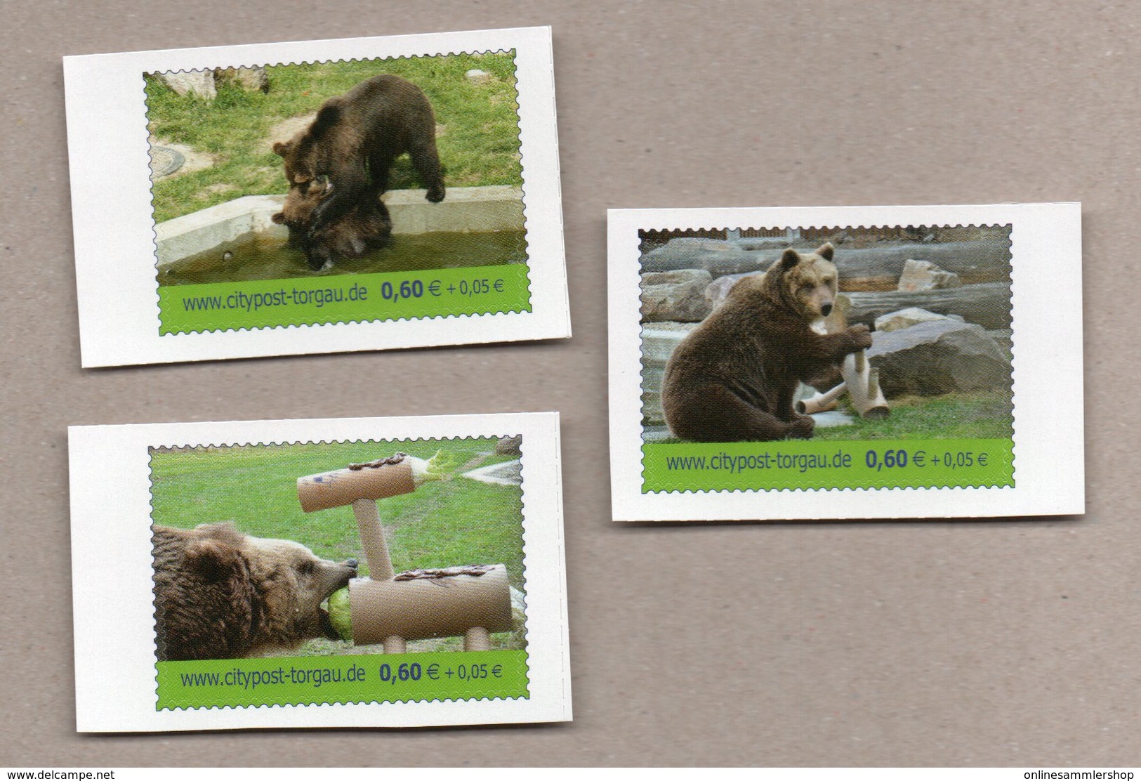 Privatpost - Citipost-Torgau - 3 Werte - Europäischer Braunbär (Ursus Arctos) Postfr. - Privatpost