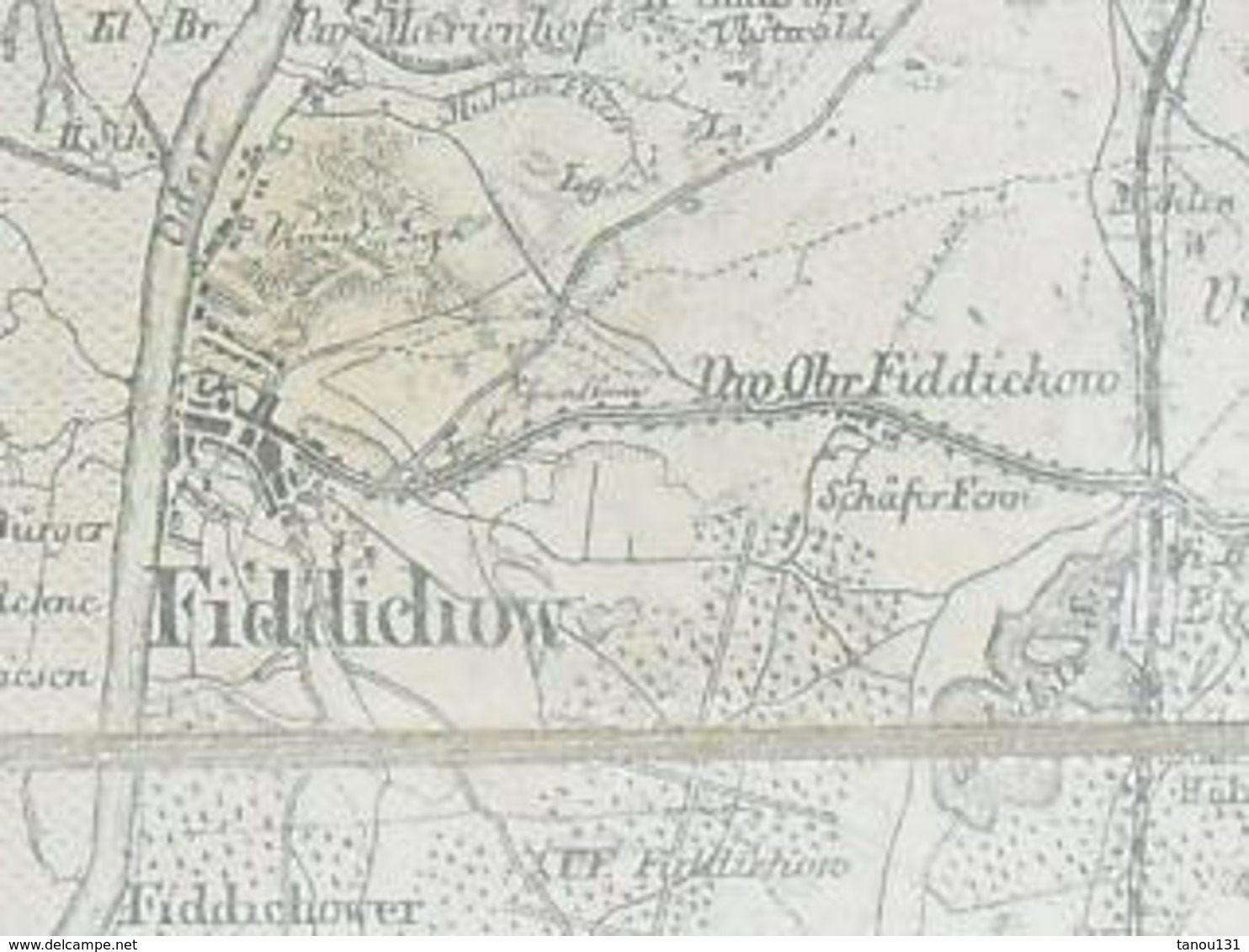 ANCIENNE CARTE MILITAIRE TOILEE DE GARZ 1892. FIDDICHOW, BAHN ...