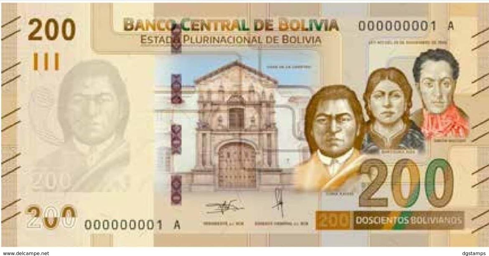 Bolivia 2019. Bs200,00 Nueva Familia De Billetes. S.Bolivar, B. Sisa, Túpac Katari. Tiahuanaco, La Kantuta Y Gato Titi - Bolivie