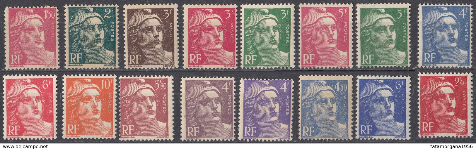FRANCE - 1945/1947 - Lotto Composto Da 16 Valori Nuovi MNH: - Unused Stamps