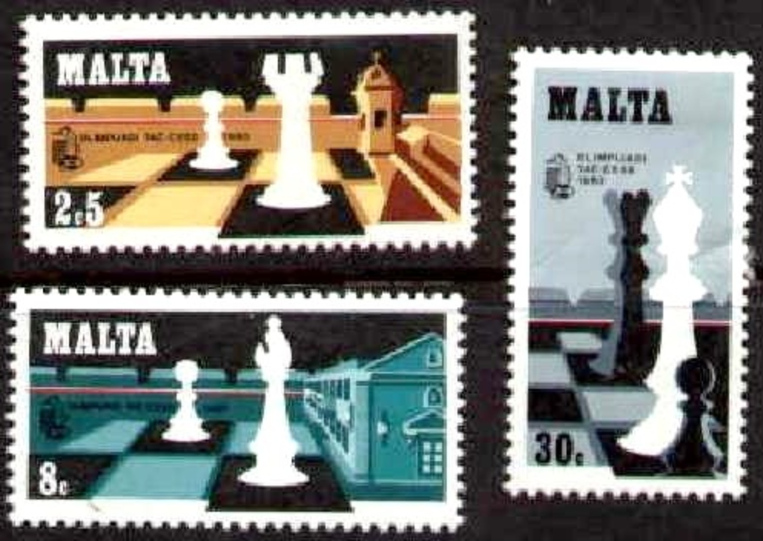 Chess Pieces, Chess Olympiad, Valletta, 1980, Malta Stamp SC#577-579 MNH Set - Malte