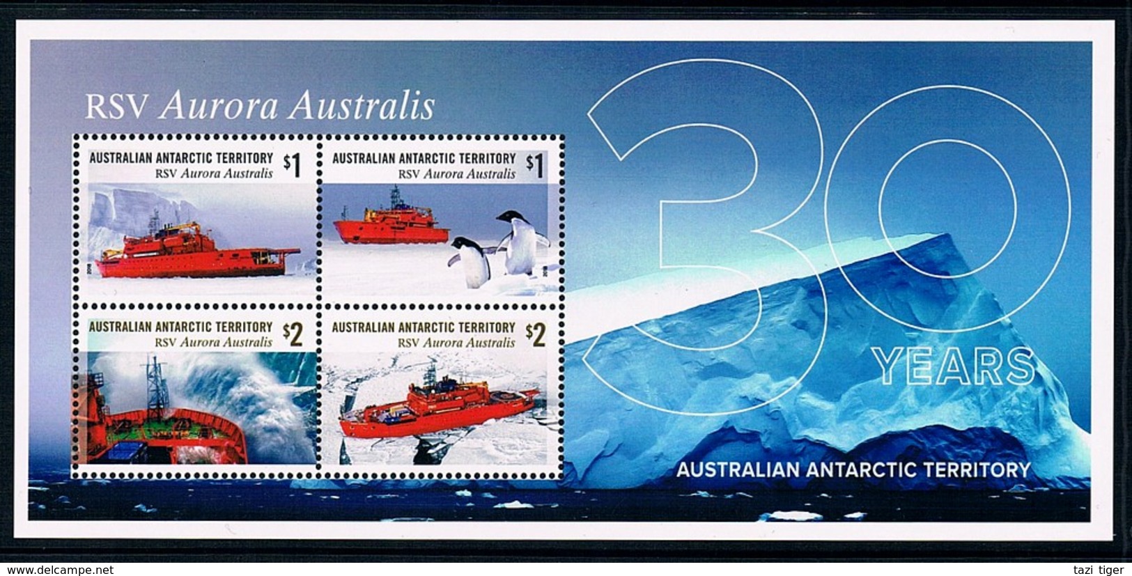 AUSTRALIAN ANTARCTIC TERRITORY (AAT) • 2018 • RSV Aurora Australis: 30 Years - Minisheet • MNH (1) - Unused Stamps