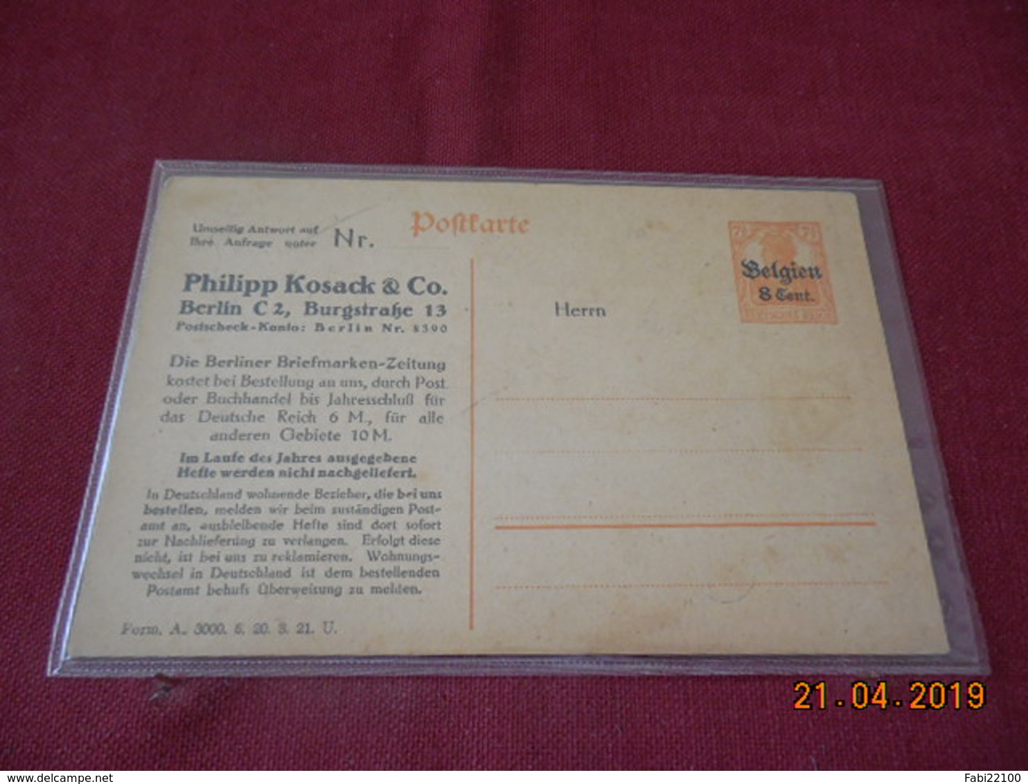 Carte Avec Surcharge Sur Timbre Allemand - German Occupation