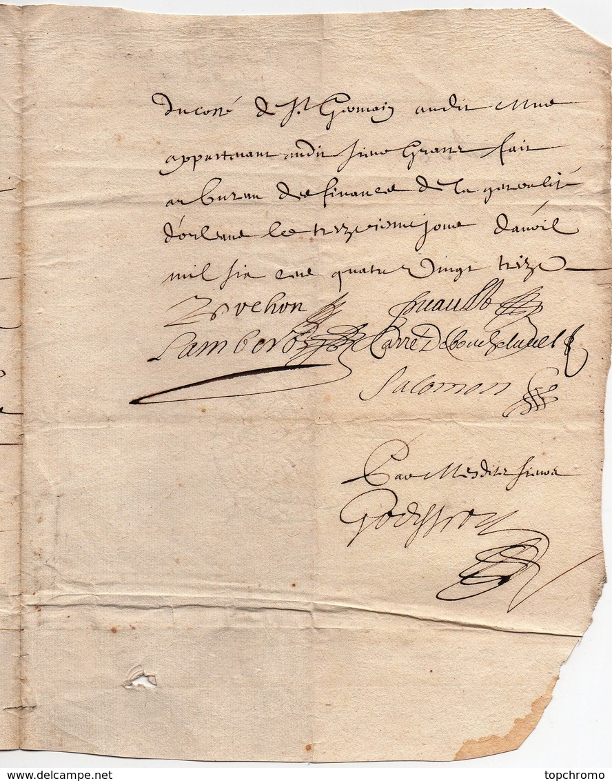 Manuscrit Acte Bureau Des Finances De La Généralité D' Orléans 1693 Paroisse De St Germain 4 Pages - Manuscrits