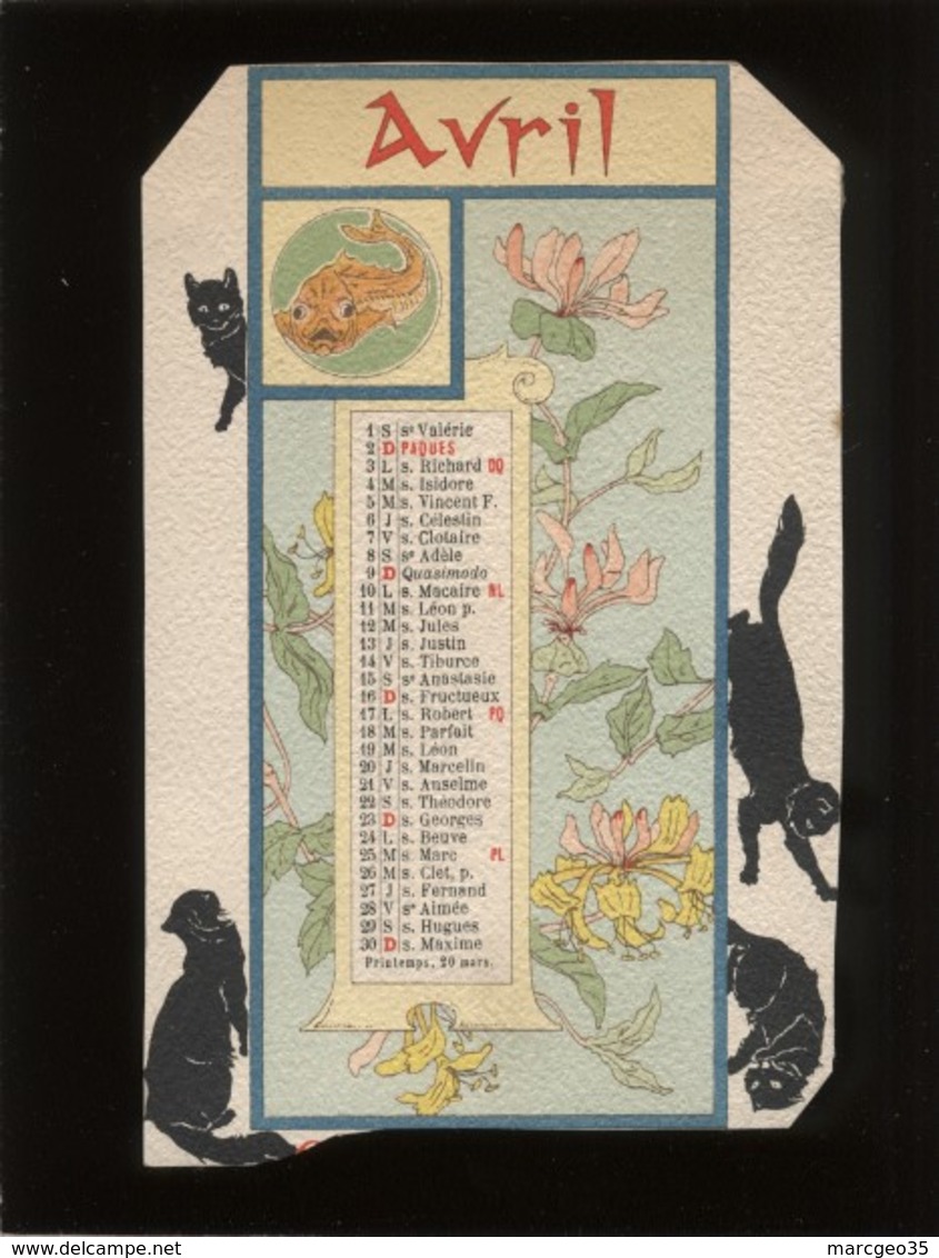 Calendrier 1899 Signé G.arnal Art Nouveau Avec Chats Noirs ,  Black Cat ,chromo-lithographie Découpée 12 Mois Séparés - Chats