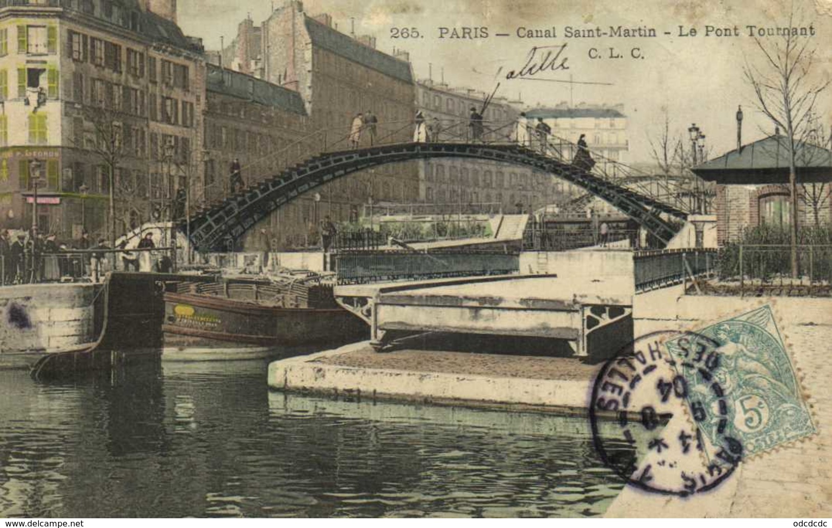 PARIS  Canal Saint Martin Le Pont Tournant Colorisée RV - Arrondissement: 10