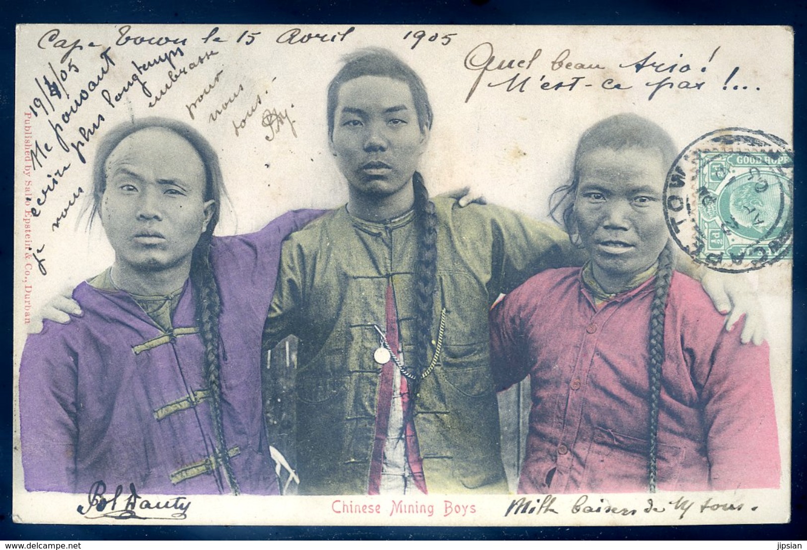 Cpa D' Afrique Du Sud South Africa -- Envoyée De Cape Town 1905 -- Chinese Mining Boys   AFS8 - Afrique Du Sud