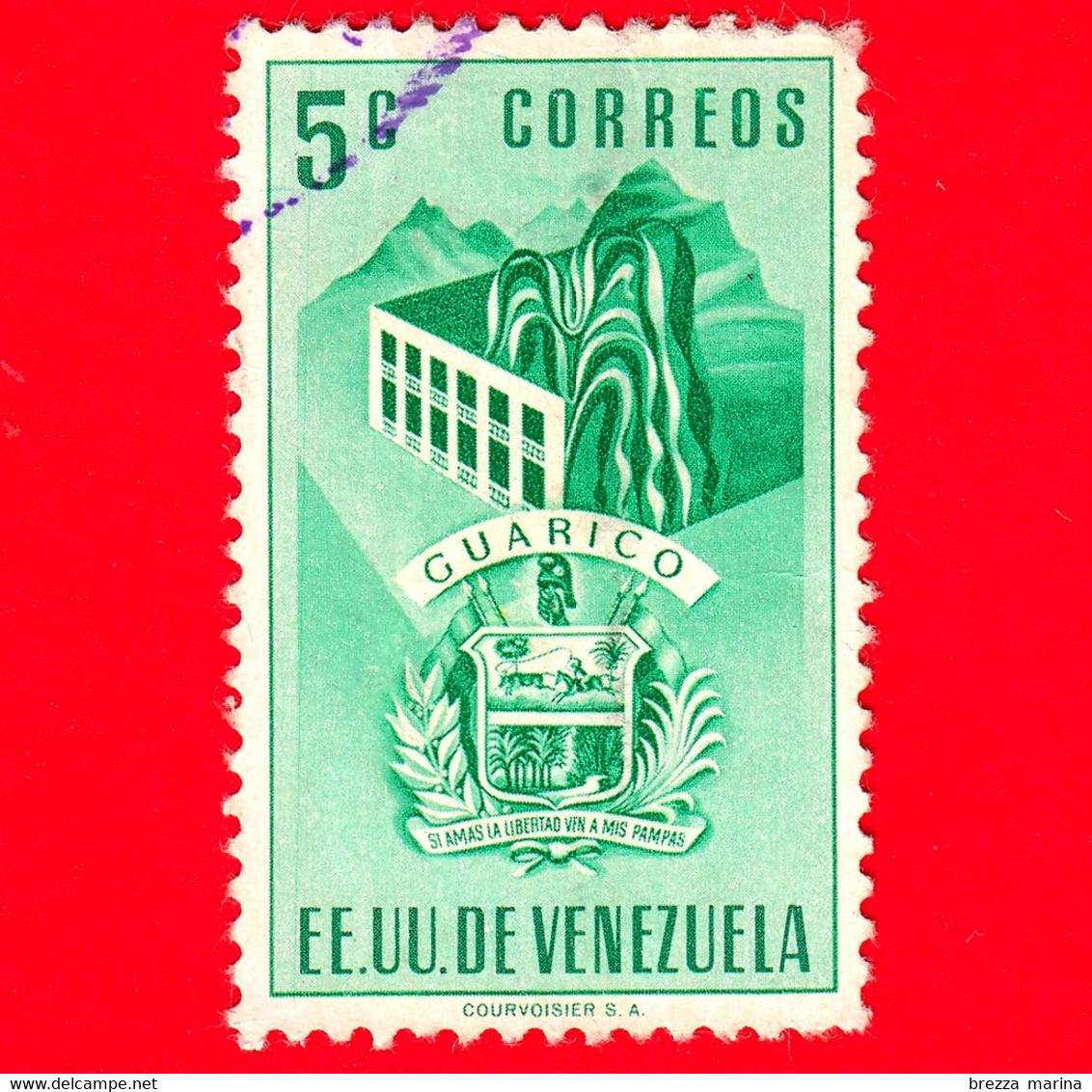 VENEZUELA - Usato - 1953 - Stemma Dello Stato Di Guarico - Arms - 5 - Venezuela