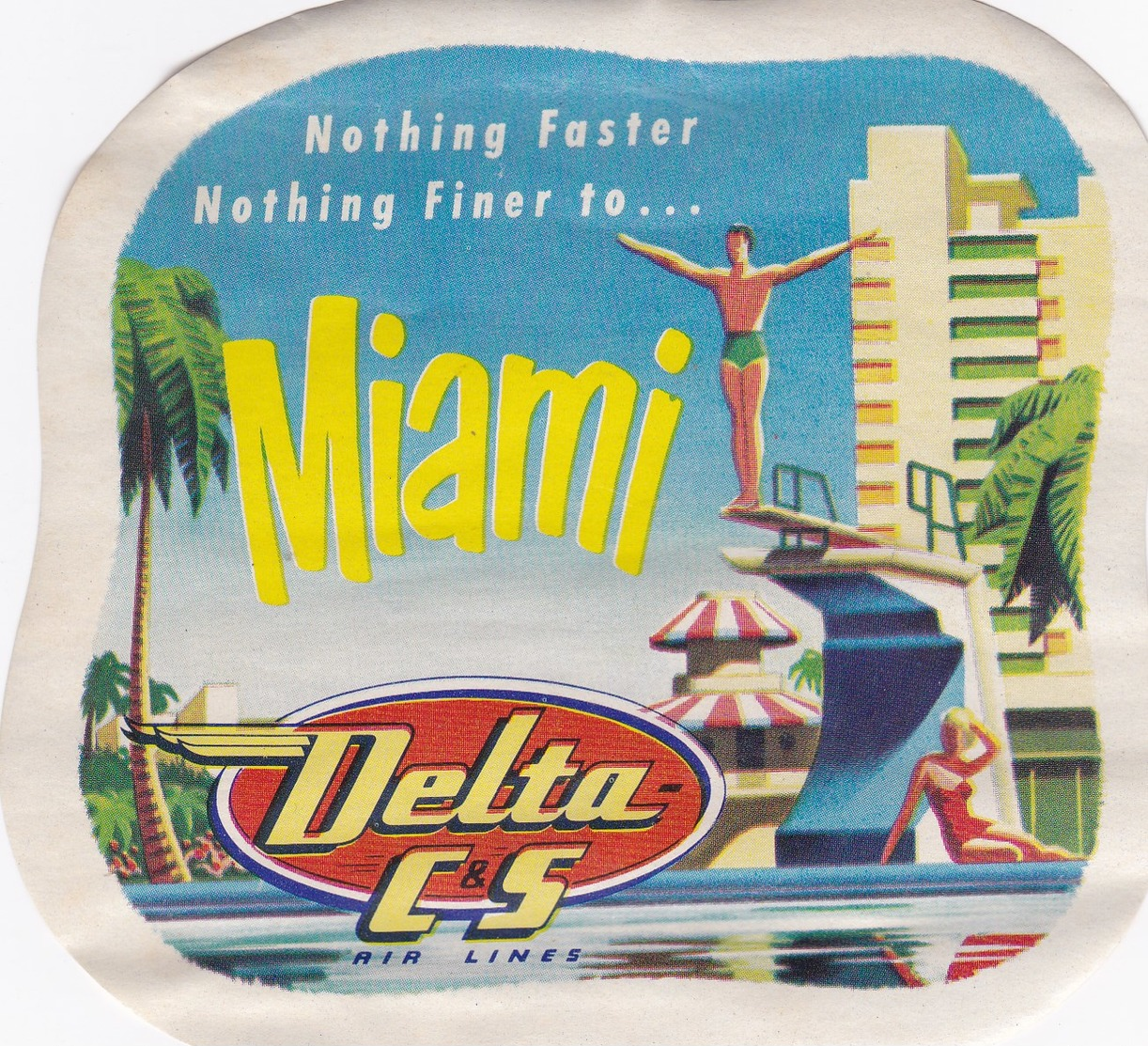 SUPERBE ETIQUETTE DE LA VILLE DE MIAMI ,compagnie Aérienne DELTA C Et S AIR LINES - Publicités