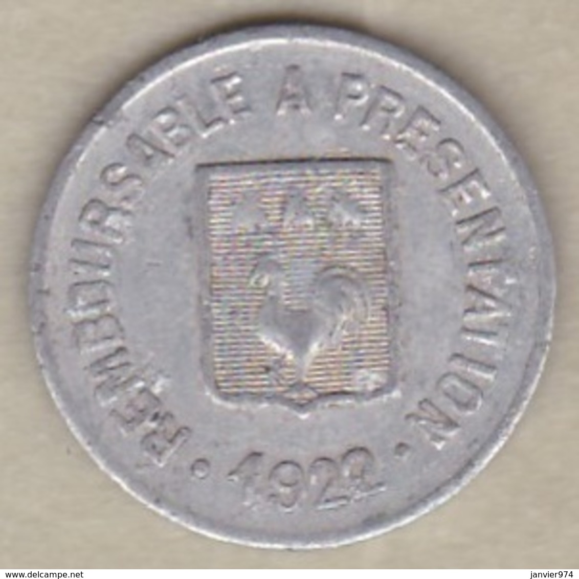 81. Tarn. Mazamet Etablissements Alquier Frères -Travail Et Paix. 10 Centimes 1922, En Aluminium - Monétaires / De Nécessité