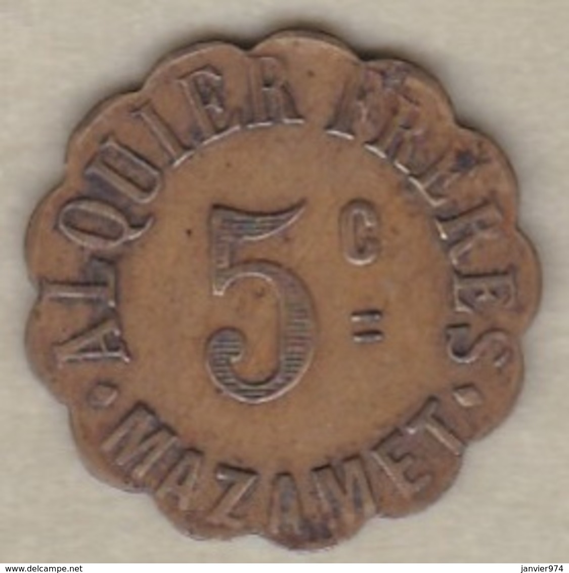 81. Tarn. Ville De Mazamet Alquier Frères. 5 Centimes 1917, En Laiton, Frappe Décalé. - Monetary / Of Necessity