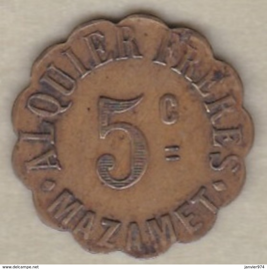 81. Tarn. Ville De Mazamet Alquier Frères. 5 Centimes 1917, En Laiton, Frappe Décalé. - Monétaires / De Nécessité