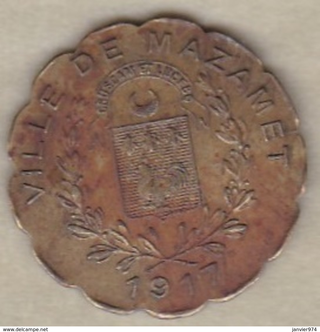 81. Tarn. Ville De Mazamet Alquier Frères. 5 Centimes 1917, En Laiton Rond Lobé - Notgeld