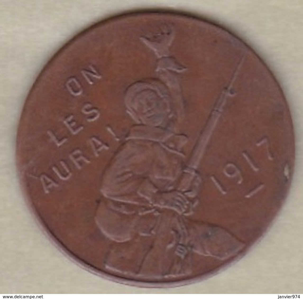 81. Tarn. Mazamet. Alquier Frères. On Les Aura ! 25 Centimes 1917, En Cuivre Rond - Noodgeld