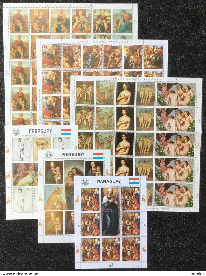 N607 1982 PARAGUAY PAINTINGS DURER RAFAEL MICHEL 144 € 3BIG SH FOLDED IN 2 + 3KB MNH - Autres & Non Classés