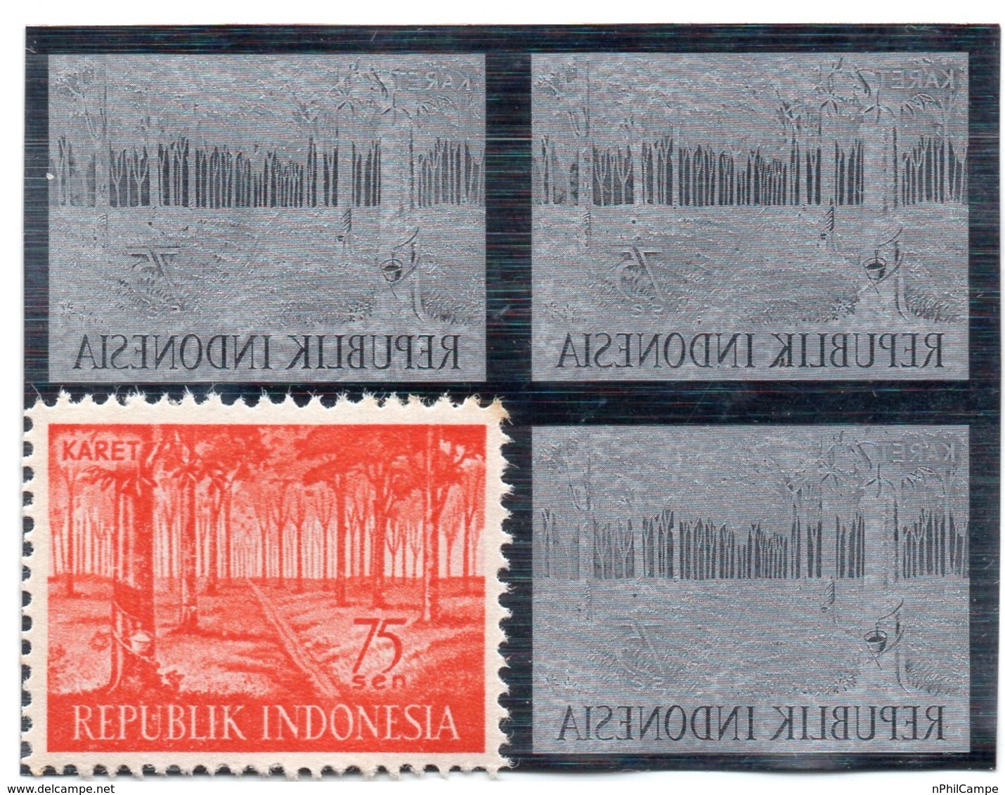 KPI-274. INDONESIE  1960, 75sen Block 4 KARET, Piece Of Printing Plate! Rare !! - Indonesia