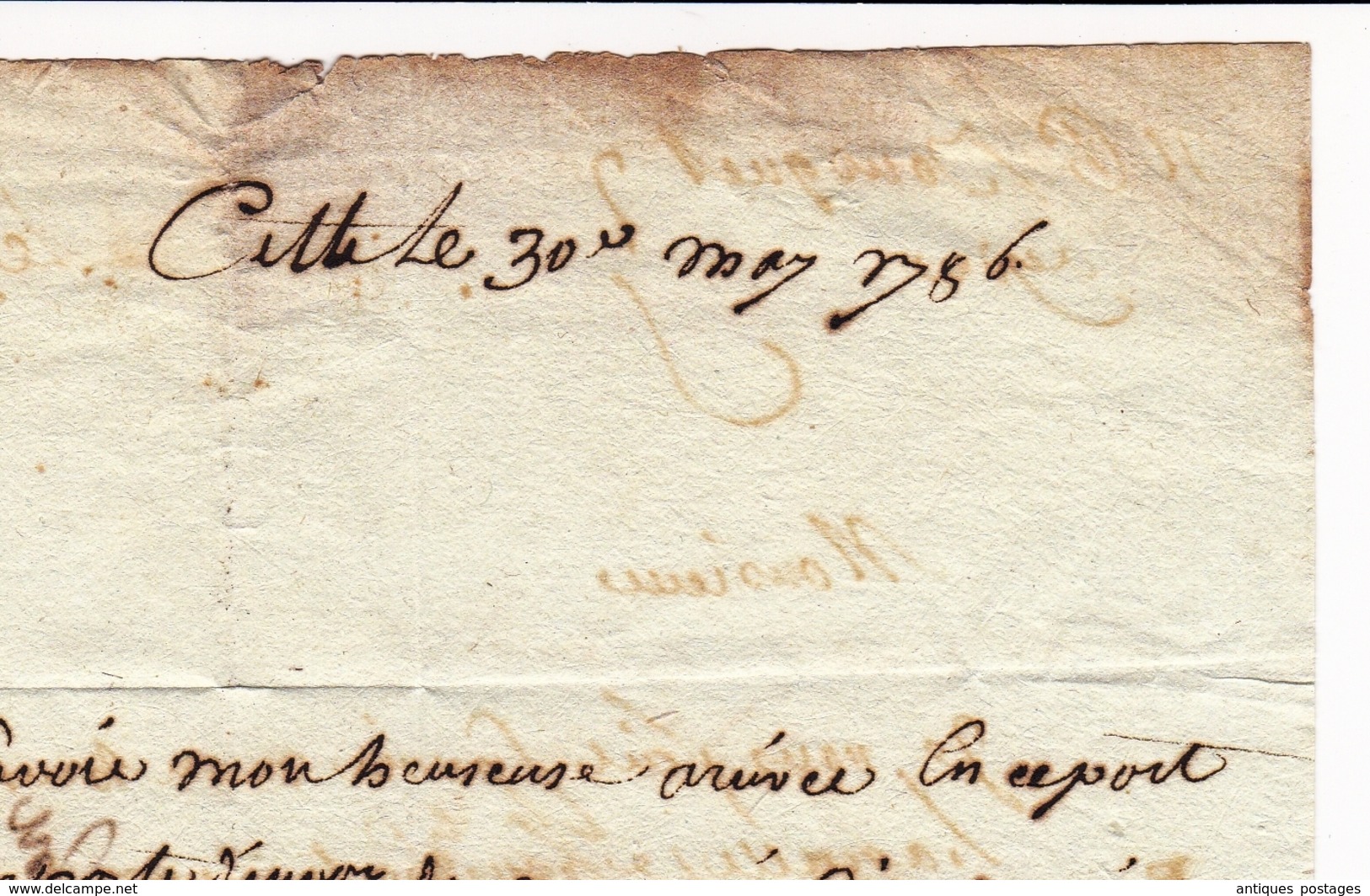 Lettre 1786 Sète Hérault Cette Pour Agde Canal Du Midi Benezech - 1701-1800: Précurseurs XVIII